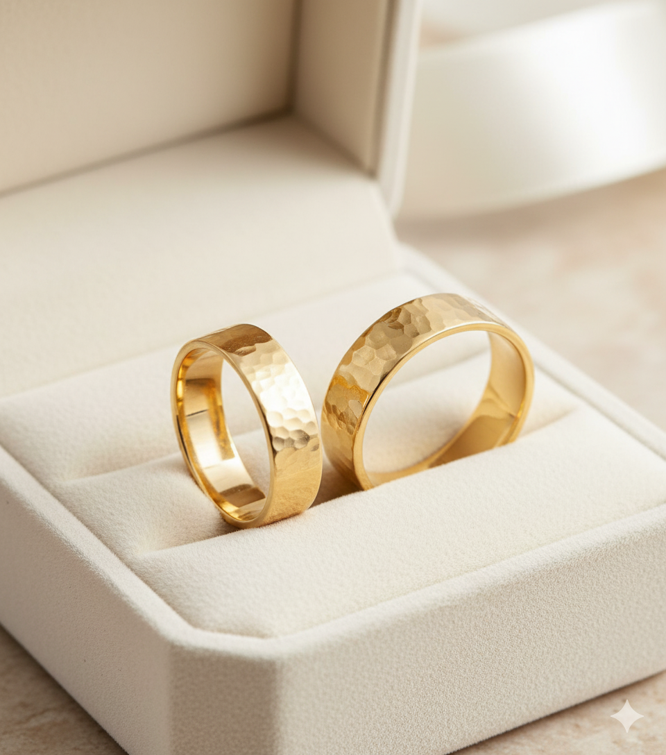 Modelo Reto Martelado 5,5mm em Ouro 18k/750