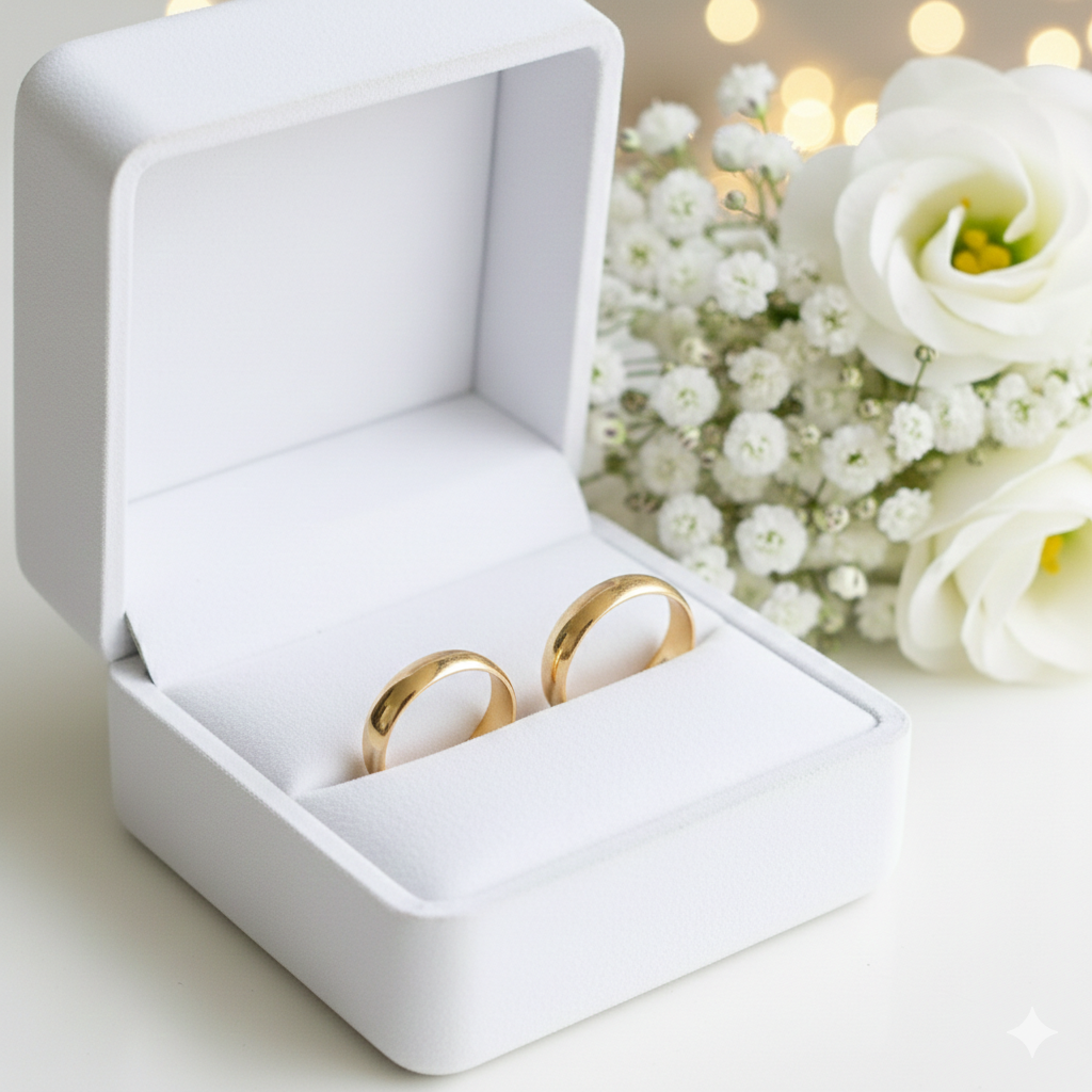  Par de Alianças Boleadas em Ouro Amarelo - Tradicional 18k/750