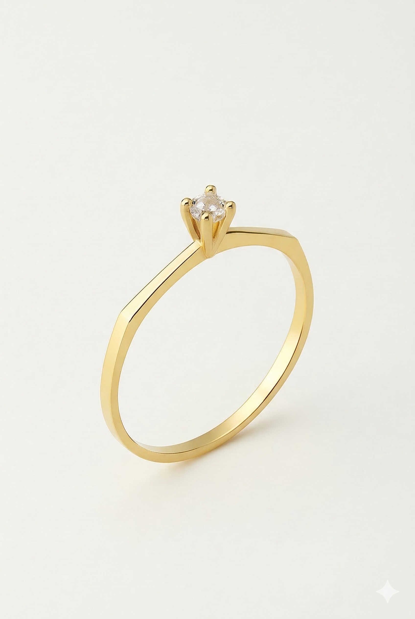 003 - Anel Solitário de Ouro Amarelo 18k/750