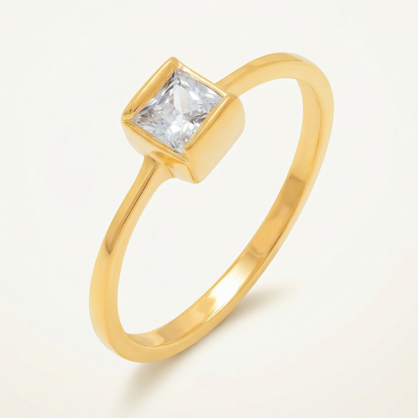 010 - Anel Solitário de Ouro Amarelo 18k/750