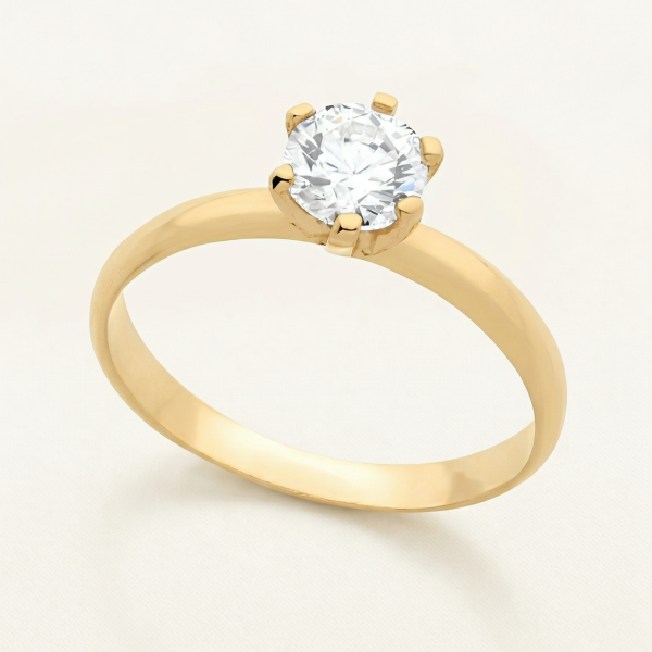 016 - Anel Solitário de Ouro Amarelo 18k/750